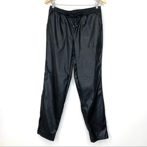 Max Studio Black Faux Leather Pull On Pants Drawstring Waist New Nwt Size Large